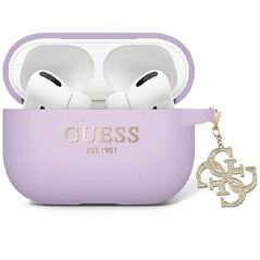 Guess case for Airpods Pro 2 GUAP2LECG4U purple Silicone 4G Strassed Charm 3666339171254