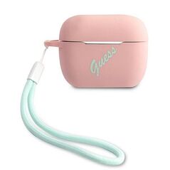 Guess case for AirPods Pro GUACAPLSVSPG pink-green Silicone Vintage 3700740495469