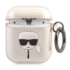 Karl Lagerfeld case for Airpods 1/2 KLA2UKHGD cover gold Glitter Karl`s Head 3666339030346
