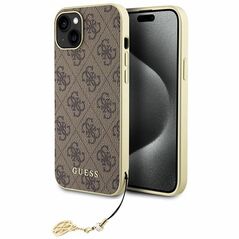 Guess case for iPhone 15 6,1&quot; GUHCP15SGF4GBR brown hardcase 4G Charms Collection 3666339171629