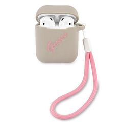 Guess case for AirPods GUACA2LSVSGP gray-pink Silicone Vintage 3700740495490