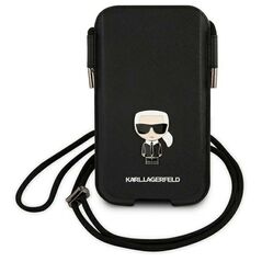 Karl Lagerfeld handbag for phone 6,1&quot; hardcase black KLHCP12MOPHKMK Saffiano Ikonik Karl`s 3666339018719
