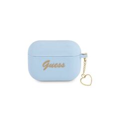 Guess case for Airpods Pro GUAPLSCHSB blue Silicone Heart Charm 3666339039042