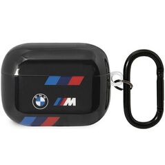 BMW case for AirPods Pro 2 BMAP222SOTK black TPU Tricolor Stripes 3666339123864