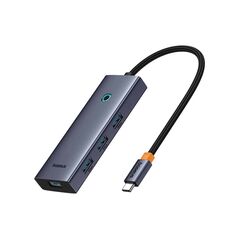 USB hub Baseus UltraJoy, 5 Port, Type-C to 4xUSB 3.0, PD, 0.22m, Gray - 12076 έως 12 άτοκες Δόσεις