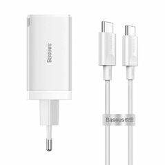 Network charger Baseus GaN5 Pro Fast, 65W, PD cable, White - 40410 έως 12 άτοκες Δόσεις