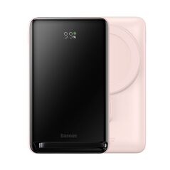 Baseus Magnetic Bracket power bank with wireless charging MagSafe 10000mAh 20W pink (PPCX000004) + USB Type C cable Baseus Xiaobai Series 60W 0.5m