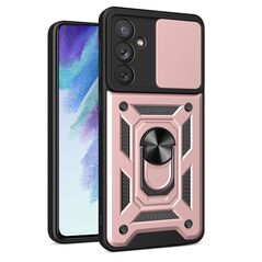 Hybrid Armor Camshield case for Samsung Galaxy A54 5G armored case with camera cover pink