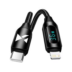 USB-C Cable - Lightning Wozinsky WUCLC2 with LED Display 36W 2m - Black