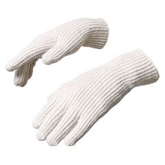 Braided telephone gloves with cutouts for fingers - beige
