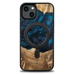 Wood and Resin Case for iPhone 14 MagSafe Bewood Unique Neptune - Navy and Black