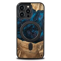 Wood and Resin Case for iPhone 14 Pro Max MagSafe Bewood Unique Neptune - Navy Black
