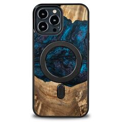 Wood and Resin Case for iPhone 13 Pro Max MagSafe Bewood Unique Neptune - Navy Black
