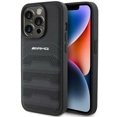 AMG Leather Debossed Lines case for iPhone 15 Pro - black