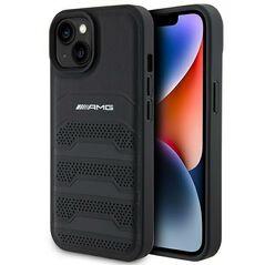 AMG Leather Debossed Lines case for iPhone 15 - black