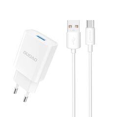 Dudao A4EU USB-A 2.1A wall charger - white + USB-A - USB-C cable