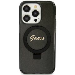 Guess Ring Stand Script Glitter MagSafe case for iPhone 12/12 Pro - black