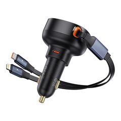 Car socket charger Baseus Enjoyment Pro, 60W, With Type-C and Lightning cable, Black - 40498 έως 12 άτοκες Δόσεις