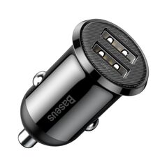 Car socket charger Baseus Grain Pro, 4.8A, 2 x USB, Black - 40509 έως 12 άτοκες Δόσεις