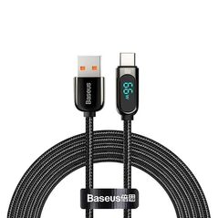 Baseus Display Braided USB 2.0 Cable USB-C male - USB-A male Μαύρο 2m  (CASX020101) (BASCASX020101) έως 12 άτοκες Δόσεις