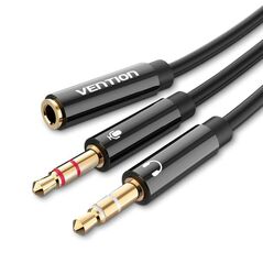 VENTION 2*3.5mm Male to 4Pole 3.5mm Female Audio Cable 0.3M Black ABS Type (BBTBY) (VENBBTBY) έως 12 άτοκες Δόσεις