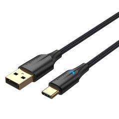 VENTION Nylon Braided USB 2.0 A Male to Type-C Male 3A Cable 1.5M Black LED Type (CTFBG) (VENCTFBG) έως 12 άτοκες Δόσεις