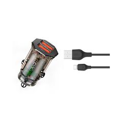 XO Clear car charger CC49 2x USB 2,4A brown + USB-C cable 6920680832811