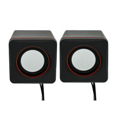VS Ηχείο Stereo Multimedia Leerfei D-02L με σύνδεση 3.5mm και USB φόρτιση, Μαύρο Κόκκινο 29864 29864