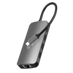 Media-Tech Hub Media-Tech MT5044 8 σε 1 USB-C με 3xUSB 3.0, USB-C PD, HDMI, RJ45, SD και Micro SD Θύρες Γκρι 31100 5906453150444