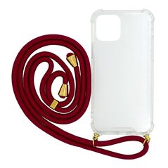 Ancus Θήκη Ancus Crossbody για Apple iPhone 12 / iPhone 12 Pro Διάφανη με Κόκκινο Κορδόνι 32740 5210029085864