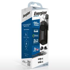 Energizer Φορτιστής Ταξιδίου Energizer A90MUC  με έξοδο USB-C/USB-A 90W Καλώδιο USB-C/USB-C Μαύρο 36963 3492548232277