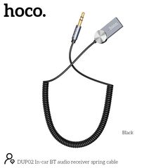 VS Bluetooth Transmitter Hoco DUP02 με Ενσωματωμένο Μικρόφωνο και Καλώδιο Σπιράλ εως150cm Μαύρο 39914 6931474747044