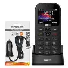 Maxcom MM471 Dual SIM 2.2" με Βάση Φόρτισης, Bluetooth, Κουμπί SOS + Φορτιστής Αυτοκινήτου Ancus Micro USB 40198 40198