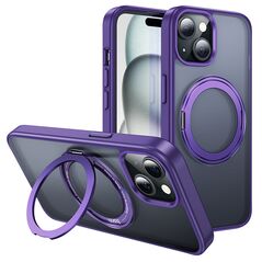 Hoco Θήκη Hoco Stand Magnetic Case 2 in 1 Mag-Charge 360° Rotating Ring για Apple iPhone 15 Μωβ 40727 6942007605946