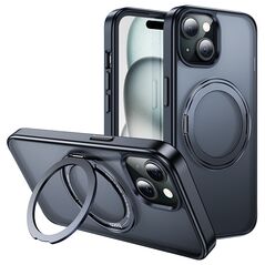 Hoco Θήκη Hoco Stand Magnetic Case 2 in 1 Mag-Charge 360° Rotating Ring για Apple iPhone 15 Plus Μαύρο 40728 6942007605953