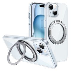 Hoco Θήκη Hoco Stand Magnetic Case 2 in 1 Mag-Charge 360° Rotating Ring για Apple iPhone 15 Plus Διάφανη 40729 6942007605960