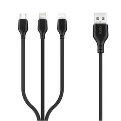 XO cable NB103 3in1 USB - Lightning + USB-C + microUSB 1,0 m 2,1A black 6920680862689