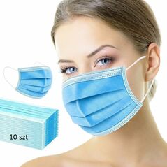 Protective mask. Antivirus face mask with elastic band, blue Certificate CE - 10 pcs 08060976