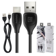Cable USB Type C 1m 3A Remax LESU Fast Charging USB-C 100cm black 6954851261360
