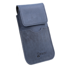 Vertical Holster IPHONE 13 / 13 PRO / 12 / 12 PRO / SAMSUNG GALAXY S24 Leather Case for Belt Open Wallet Nexeri Flap Leather navy blue 5904161118930