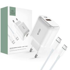 Wall Charger 20W USB QC3.0 + USB-C PD + Cable USB-C - USB-C Tech-Protect C20W white 9490713930373