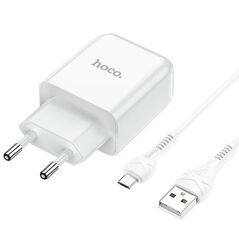 Wall Charger USB 2.1A + Cable USB - Micro USB Hoco N2 white 6931474728852