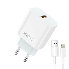 Wall Charger 22,5W QC3.0 USB + Cable USB - Lightning Jellico AK165 white 6974929204143