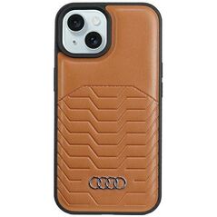 Original Case IPHONE 13 / 14 / 15 Audi Synthetic Leather MagSafe (AU-TPUPCMIP15-GT/D3-BN) brown 6955250226998