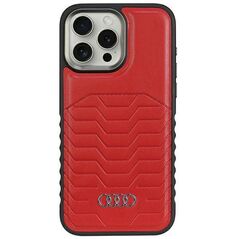 Original Case APPLE IPHONE 15 PRO Audi Synthetic Leather MagSafe (AU-TPUPCMIP15P-GT/D3-RD) red 6955250226943