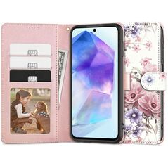 Case SAMSUNG GALAXY A55 5G Tech-Protect Wallet Blossom Flower pink 5906203692187