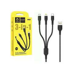 Cable 3w1 1m USB - Micro USB + Lightning + USB-C Denmen D05E black 6973224871029