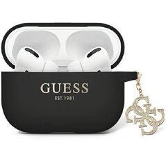 Guess case for Airpods Pro 2 GUAP2LECG4K black Silicone 4G Strassed Charm 3666339171230