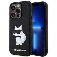 Karl Lagerfeld case for iPhone 14 Pro Max 6,7&quot; KLHCP14X3DRKHNK black hardcase Rubber Choupette 3D 3666339122690