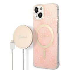 Guess set case + charger for iPhone 14 Plus 6,7&quot; GUBPP14MH4EACSP pink hard case 4G Print MagSafe 3666339103057